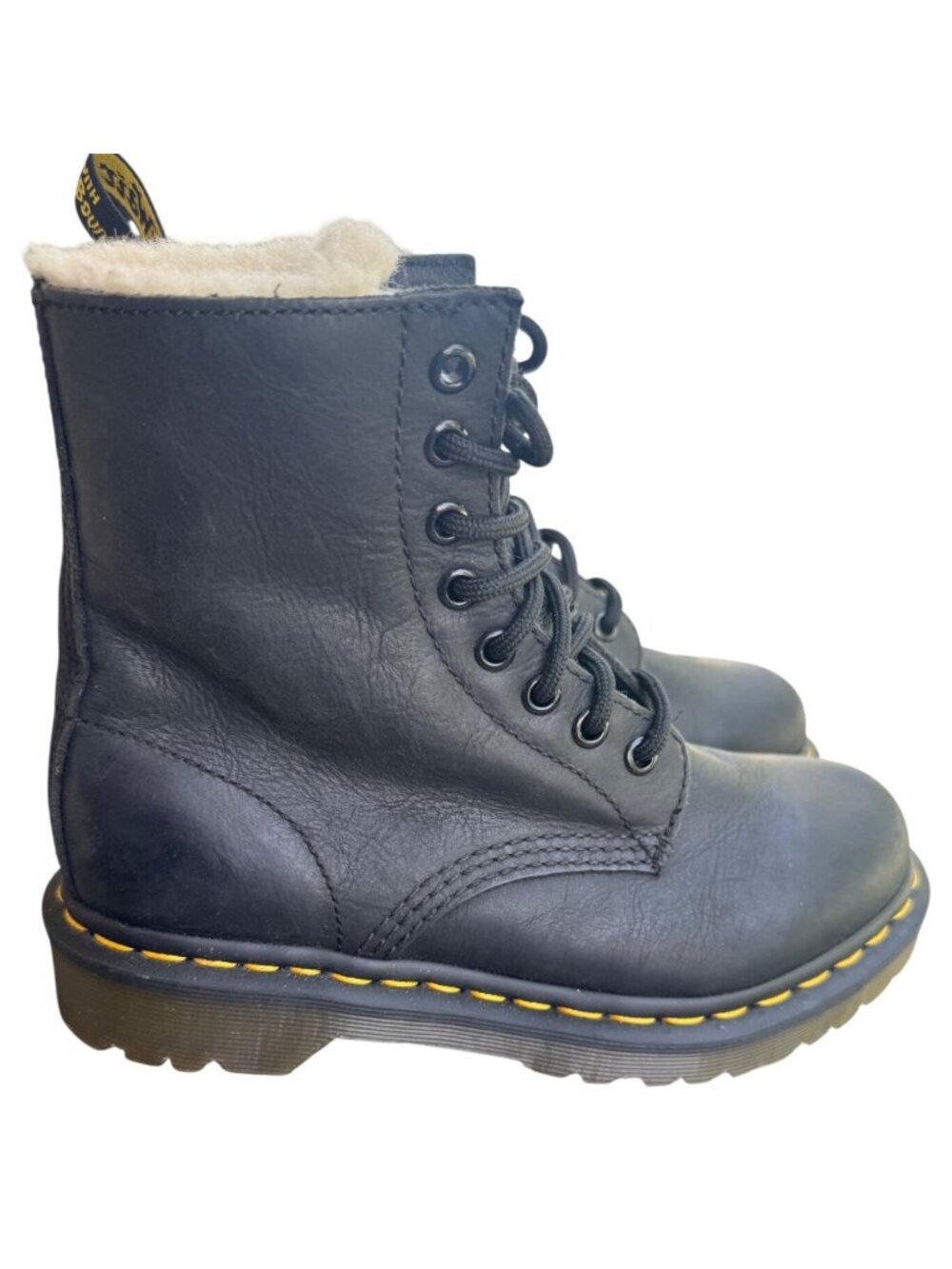 Dr. Martens Serena Faux Fur Lined Boots Leather Black Women's Size 5